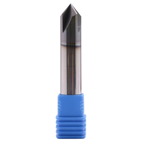 Image of 4 Flute 90 Solid Carbide Chamfer End Mill(1Pc, 1 /2 inch), AlTiN Coated | 90 Chamfer Angle, 1 /2 inch Shank 3 inch OAL, Single End, V Groove Router Bit, for Milling Alloy Steel, Carbon Steel, Cast Iron