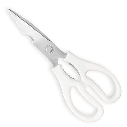 Kitchen Shears, Multi-function Heavy Duty Dishwasher Safe Poultry Shears, Food Grade Stainless Steel Sharp Utility Scissors for Food, White