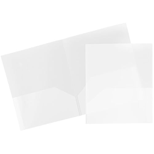 JAM PAPER Plastic 2 Pocket POP Folders - Durable School Folders - Clear - 3/Pack