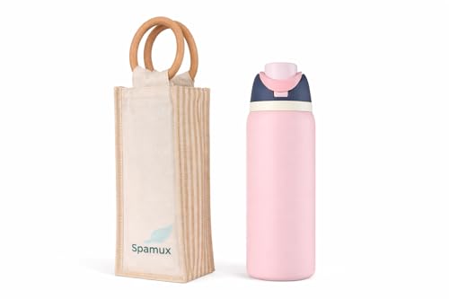 Image of FreeSip Flip-Top Water Bottle for Kids & Adults, Leakproof One-Hand Open Lid, BPA-Free, Easy Carry for School, Office, Sports & Travel - 32 oz (Light Pink, 960 ml)