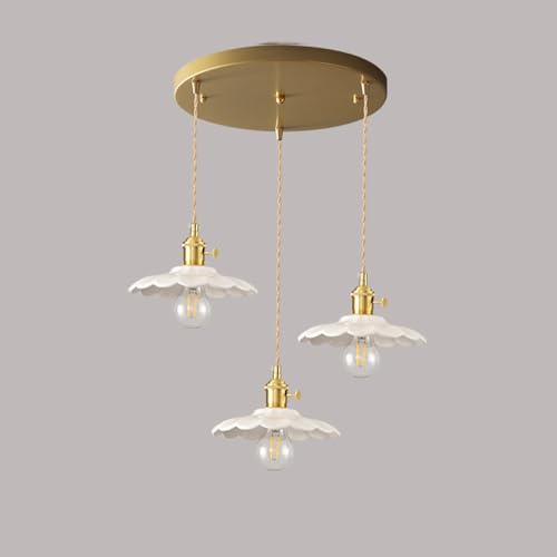 Lampe suspendue moderne en verre blanc style fleur française, lustre triple d'exception