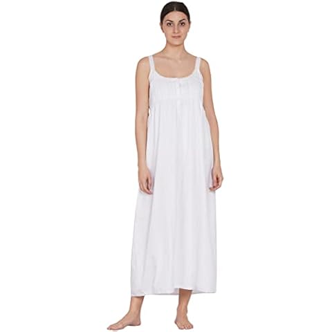 Cotton Lane Ladies White Cotton Sleeveless Dress/Nightdress Cover