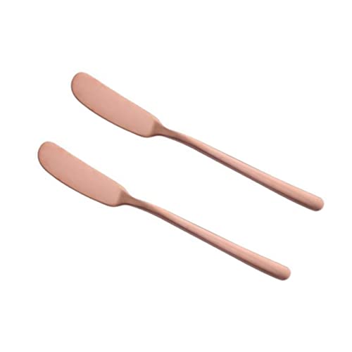 Cabilock 2 Piezas cortador de mantequilla Pan de queso esparcidor de queso crema oro butter knife Decoración de pasteles cuchillas hoja de queso cortador multiusos Golden
