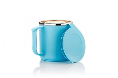 Image of King Cafe Insulated Mug With Lid & Handle, Stainless Steel Inner, Hot & Cold Thermal Cup, Leak-Proof Mug for Tea, Coffee & Milk - Plastic Exterior Home, Office & Restaurant (300ml, Multicolor)