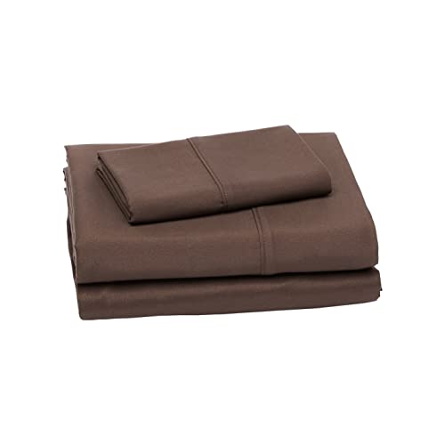 Image of Amazon Basics Lightweight Super Soft Easy Care Microfiber 3-Piece Twin XL Sheet Set with 14-Inch Deep Pockets, Solid, Chocolate