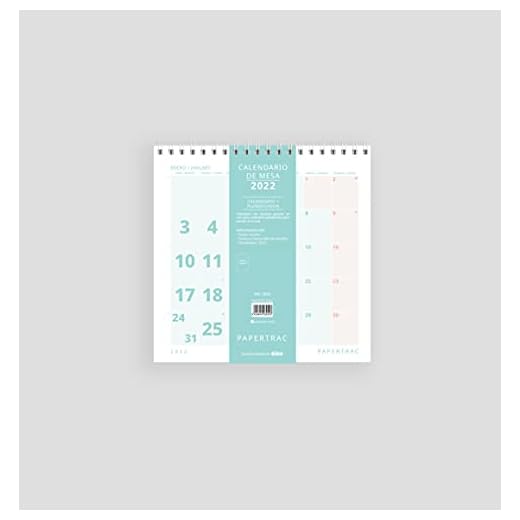 Calendario de mesa 2023 - Aqua Coral - 12 hojas - Medidas: 15 x 15 cm - Anillas - PaperTrac