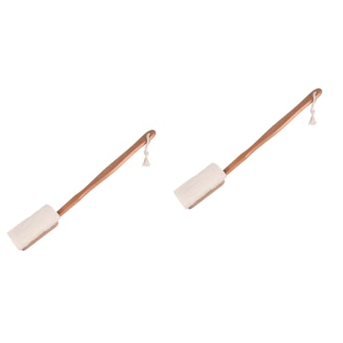 minkissy 2 Pcs Long Handle Loofah Bath Brush for Shower Exfoliating Scrubber Detachable Brush Head for Men Women
