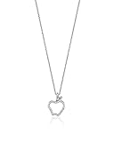 Jewelili Enchanted Disney Fine Jewelry Sterling Silver 1/10 Cttw Diamond Snow White Apple Pendant Necklace