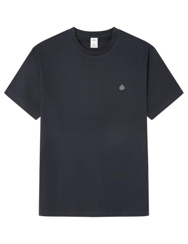 Springfield Basic SS T-Shirt with Tree Embroidery Camiseta Bordada, Azul, L Hombre