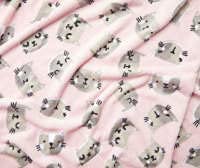 Real LivingFleece Throw Blanket Cats Kittens Pink Gray, Full