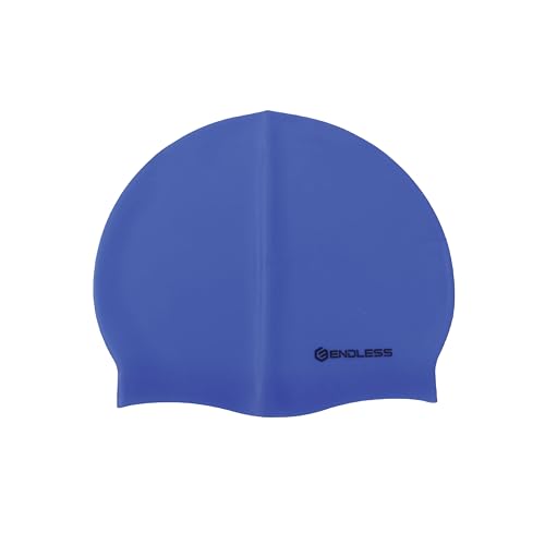Endless EL1019 Classic Comfortable Plain Silicon Swimming Cap | Blue | Material : Silicon | Fully Elastic Waterproof Swimming Cap for Long and Short Hair with Thicker Edge | For Adults Women and Men