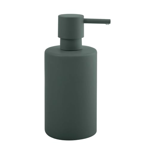 Spirella Dispenser di Sapone a Tubo Pompa in Acciaio Inossidabile - Dispenser di Sapone Liquido - Porcellana - 300 ML - Durevole e Robusto - Verde Scuro Opaco