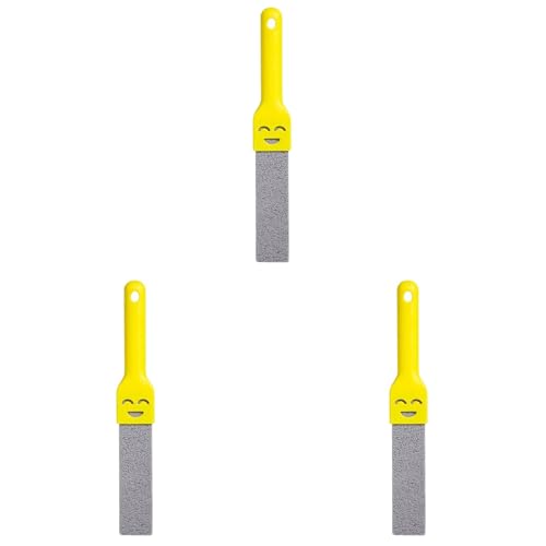 3Pcs Pumice Stone Toilet Bowl Cleaner with Handle, Replaceable Scouring Stone Sticks, Nature Pumice Scouring Sticks for Toilet, Pool, Bathtubs to Remove Hard Water Rings and Rust. (Yellow 3 Pics)
