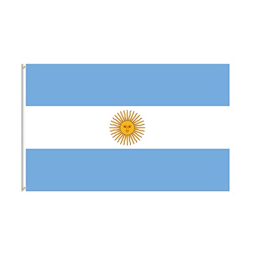 FLAGBURG WM-Argentinien Fahne 150 x 90 cm Argentinien Fahne mit Messingösen UV-beständige Fahne, doppelt genäht Langlebige Fahne geeignet für WM-Feiern im Innen- und Außenbereich Cover