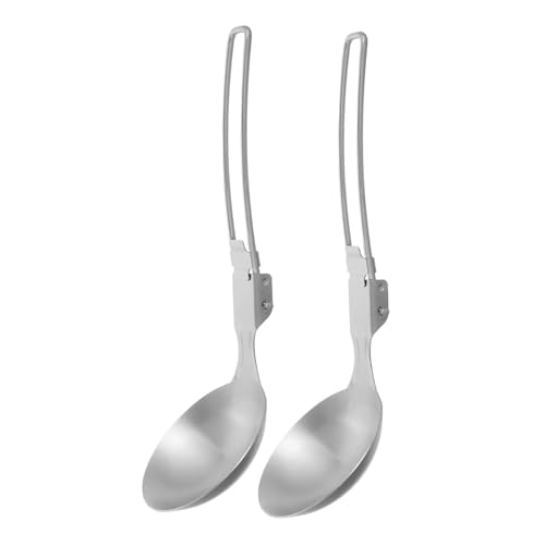 Sosoport 2pcs Portable Stainless Steel Folding Soup Ladle Utensil for Outdoor Activities for Camping and Hot Pot Multifunctional Serving Spoon for