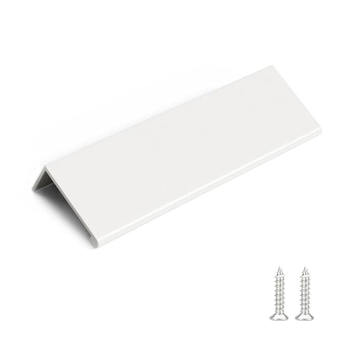 Image of Rergy 10 Pack 4 inch Cabinet Pulls White Finger Pulls for Cabinets | Aluminum Alloy White Edge Pulls Modern Cabinet Handles for Kitchen, Cupboard, Drawers, Dressers, Screws Included