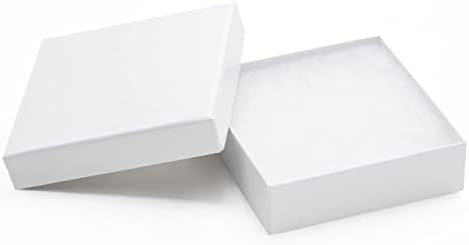 Magicool 20 Pack 3.5x3.5x1 Inch Cardboard Jewelry Boxes,Used for Necklaces,Bracelets,Earrings,Jewelry,Small Gift Packaging,Jewelry Gift Boxes with Lids and Filled with Cotton(White)