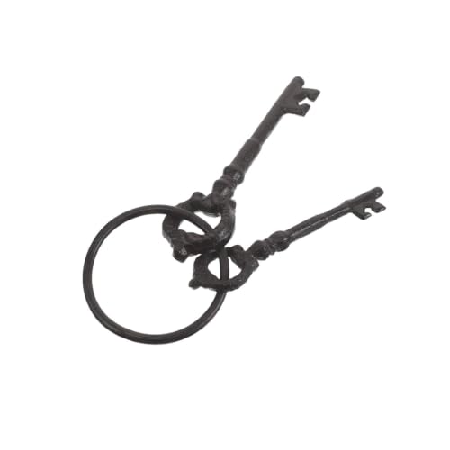 Image of Toyvian Vintage Cast Iron Keychain Decorative Bag Charm for Men and Women, Retro Black Metal Pendant for Purse and Backpack, for Home Decor and Seasonal Photography Accessories