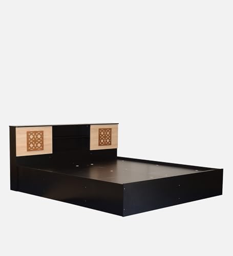 Image of Mintwud Pepperfry Solid Engineered Wood Waltz King Size Bed Without Storage | Space Saving Wooden Palang Furniture | Suitable for Living Room, Bedroom and Hotel (Wenge Finish)