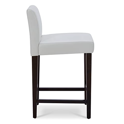 Chita Counter Height Bar Stools Set Of 2, 25" H Seat Height Upholstered Barstools, Pu Leather In White #TOP2