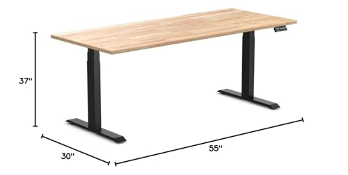 Image of Desky Electric Standing Desk, 72 x 30 inch Rubberwood Height Adjustable Sit Stand Desk, Dual Motor, Memory Presets, Ergonomic Workstation for Home Office - Natural Timber Top
