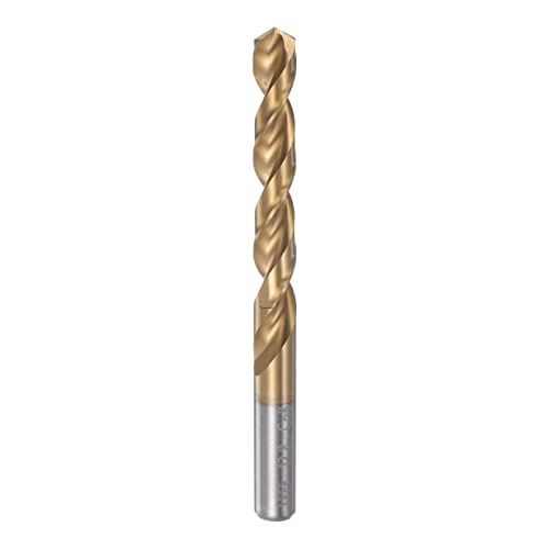 sourcing map Twist Drill Bit 12.8mm Titanium Coated (HSS-E) M42 High Speed Steel 8% Cobalt Straight Shank for Stainless Steel Aluminum Alloy Metal