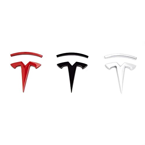 3D T Metal Emblem Car Side/Rear/Front Badge Decals For Tesla Model S Model X Model 3 Auto Accessories (Black) #TOP4