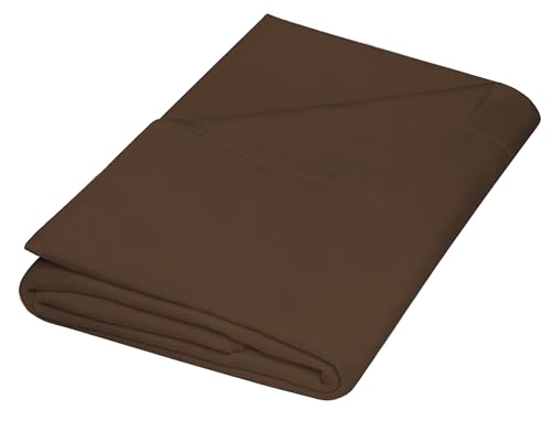ZPECC Full Flat Sheets Only Brown 1 Pack, Color-Coded Hem Threads