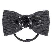 Poney en paille L. Erickson Santorini accessoire cheveux luxe Noir - 2