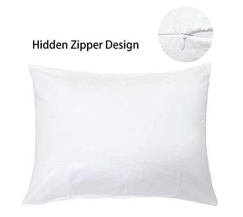 Image of Soft Pillow Covers 21 x 32 Inches - 100% Egyptian Cotton 400 Thread Count Set of 2 Pillow Cover Set Envelope Closure Hotel Quality Pillowcase - White