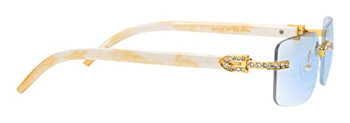 Retro Vintage Style Rimless Clear Lens Sunglasses for Women & Men Luxury Glasses Fashion Crystal Wood Eyewear Shades3