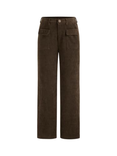 CIDER Corduroy Mid Rise Solid Pocket Straight Leg Trousers