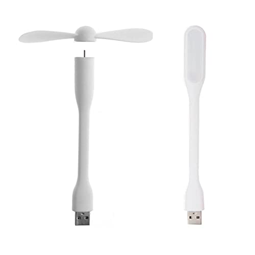 CGJdfjhE ventilador de mano, Mini ventilador USB, portátil de refrigeración Flexible y lámpara luz LED for energía(White)