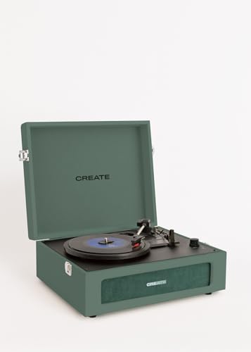 CREATE RECOR Player Retro/Tourne-disque rétro vert Sage/avec Bluetooth, USB, SD, MicroSD et MP3 - Les Beatles, Paul McCartney, John Lennon, RIngo Starr, George Harrison CREATE RECOR Player Retro/Tourne-disque rétro vert Sage/avec Bluetooth, USB, SD, MicroSD et MP3 – Image 3