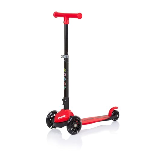 Chipolino - Patinete infantil Robby 3 ruedas LED manillar regulable en altura plegable freno rojo
