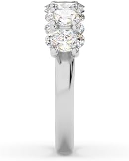 Houston Diamond District 1 to 6 Carat Oval Cut 5 Five Stone LAB GROWN Diamond Wedding Anniversary Stackable Ring Wedding Band (E/F Color, VS Quality) 14K White Gold 3.5 Carat Size-6.5 - 1