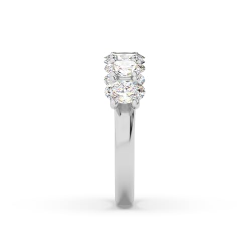 Houston Diamond District 1 to 6 Carat Oval Cut 5 Five Stone LAB GROWN Diamond Wedding Anniversary Stackable Ring Wedding Band (E/F Color, VS Quality) 14K White Gold 3.5 Carat Size-6.5