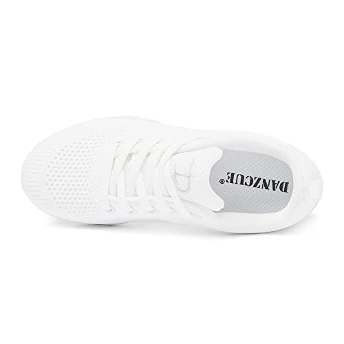 Danzcue Adult Youth White Cheer Shoes, Lightweight Breathable Cheerleading Shoes, Womens Athletic Training Cheer Sneakers, 7M #TOP2