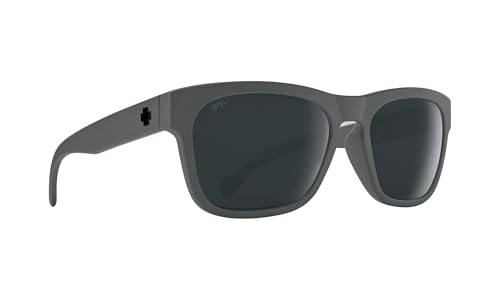 SPY OPTIC Crossway, Square Sunglasses, Color and Contrast Enhancing Lenses, Matte Gray - Gray Polarized with Black Spectra Mirror Lenses
