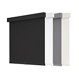 AOSKY 100% Blackout Roller Shades Cordless Blinds for Windows, Free-Stop Shades with Valance, Thermal Insulated Fabric, UV Protection, Natural Woven Blinds for Home and Office (20' W x 72' H, Black)