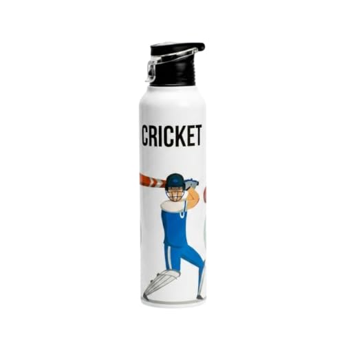 Image of VOIK Stainless Steel Water Bottle 1000ml with UV Astronaut Print | Leakproof, BPA-Free & Rust Resistant | Reusable Water Bottle for Kids, School, Office, Gym, Sports & Travel (Cricket-Flipper-1000ml)