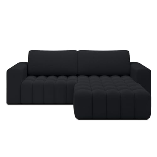 INTENSE DECO Canapé d'angle Droit Convertible Clovis Bouclette Noir