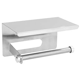 TIDTALEO Toilet Paper Holder in Silver Organizer Wall-Mounted Stainless Steel with Storage Shelf Easy to Install, Compact Design Sturdy Roll Paper Rack for Bathroom for Living Room Use