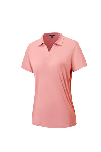 Image of Women's Polo Shirts Short Sleeve Quick Dry UPF 50+ Sun Protection Golf Tops | V Neck Collared Design, Business Casual Work, Tennis Pickleball Athletic