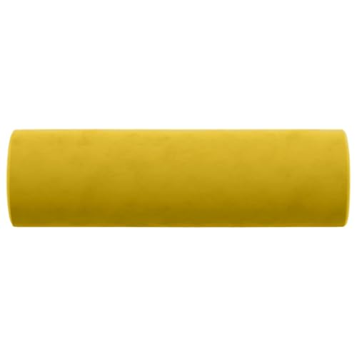 Coussins cylindriques velours jaune déhoussables Ø15x50 cm - 5