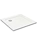 VILSTEIN Duschwanne 80 x 80 x 5 cm | Flach | Duschtasse mit Gefälle | Sanitär-Acryl | DIN-Anschluss | Form: Quadratisch | Weiß Hochglanz | Ohne Ablaufgarnitur