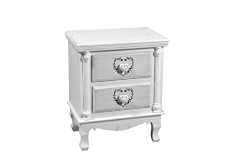 Gicos COMODINO IN LEGNO BIANCO PROVENZALE 2 CASSETTICUORE H52XL43XP30 CM 678370