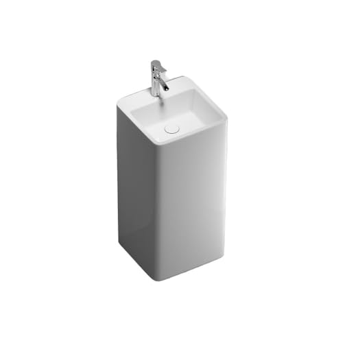 Lavabo sur colonne Lavabo sur pied en céramique avec robinet et kit de vidange for salle bain balcon