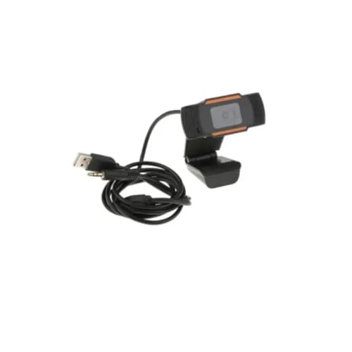 Webcam USB para PC 1080p com Microfone, Preto e Laranja