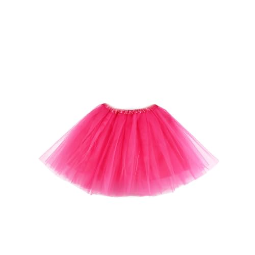 KHDULQ Falda de Tutú para Mujer Tutu Niña,Elastico Tul 4 Capas Tul Disfraz para Ballet Disfarce Carnaval Tutu Falda de Mujer Retro 80s para Carnaval Semana Santa Fiesta Hallowee(Rosa)